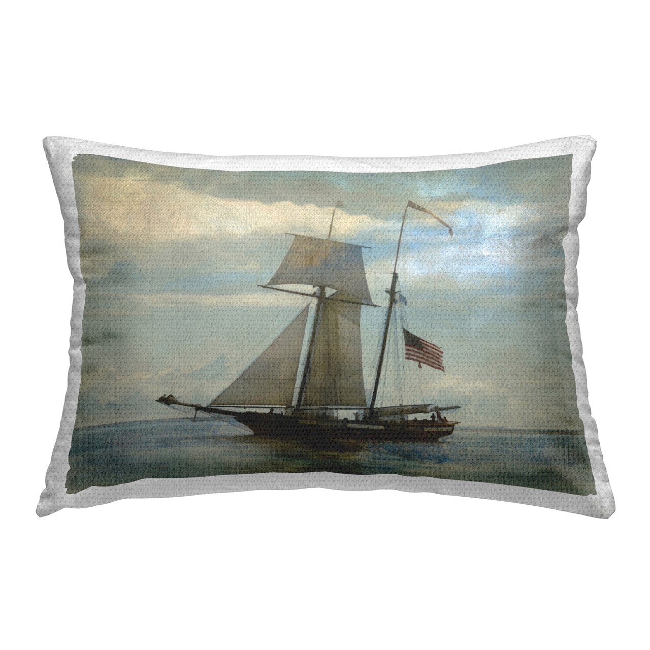 Classic Ship with Flag Outdoor Printed Pillow Design by Graffi*tee Studios, 14 x 7 x 20